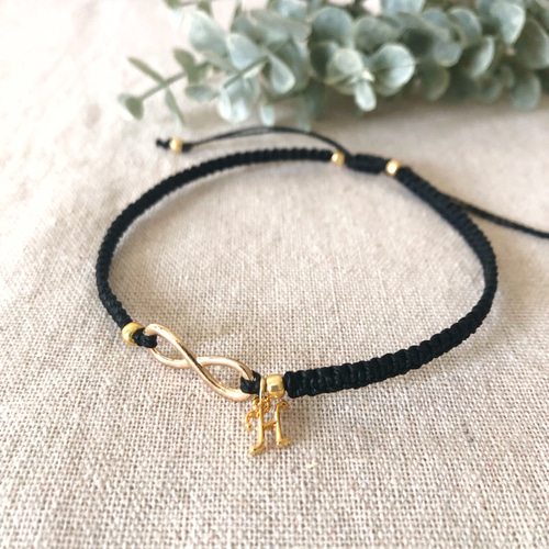 【ペア】刺繍糸で制作したオリジナルアンクレット♡選べるイニシャル インフィニティ ペア】刺繍糸で制作したオリジナルアンクレット♡選べる
