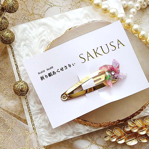折り紙のヘアピン(パッチン留)・SAKUSA・和風アクセサリー 折り紙のヘアピン(パッチン留)・SAKUSA・和風アクセサリー