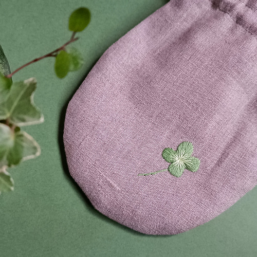 ハンドメイド刺繍リネン巾着袋の通販 by めぐs shop｜ラクマ