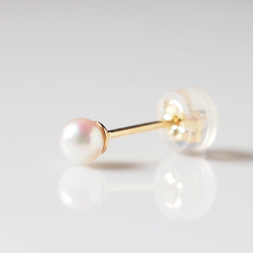 K18ルビーとパールのピアス アシンメトリー ドロップ ピアス