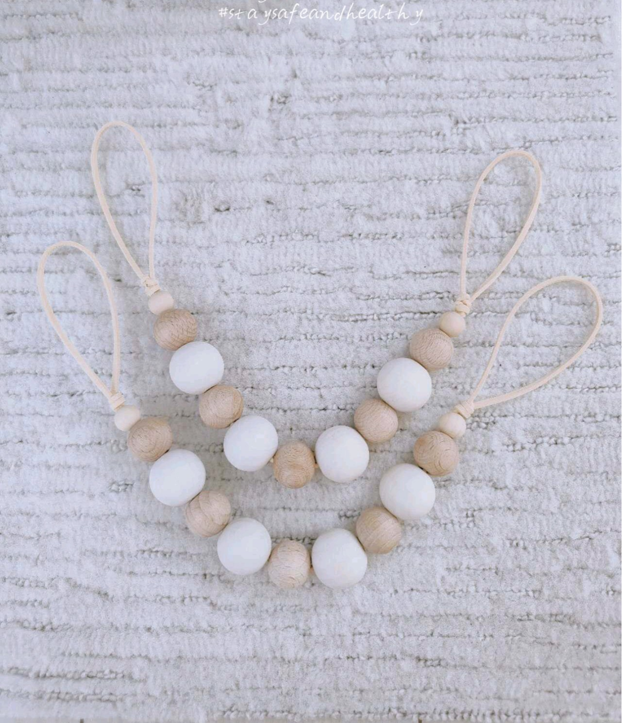 送料無料]北欧風 カーテンタッセル ウッドビーズ ナチュラル 2本