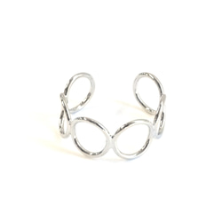 新品【1枚】亮銀色開口戒指，精緻弧形圓形 NF 第2張的照片