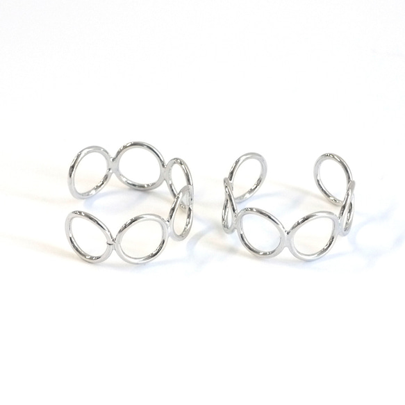 新品【1枚】亮銀色開口戒指，精緻弧形圓形 NF 第1張的照片