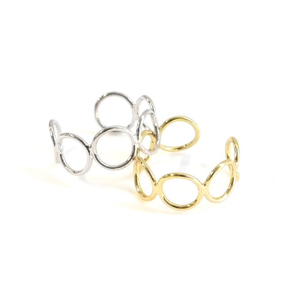 新品【1枚】亮銀色開口戒指，精緻弧形圓形 NF 第4張的照片