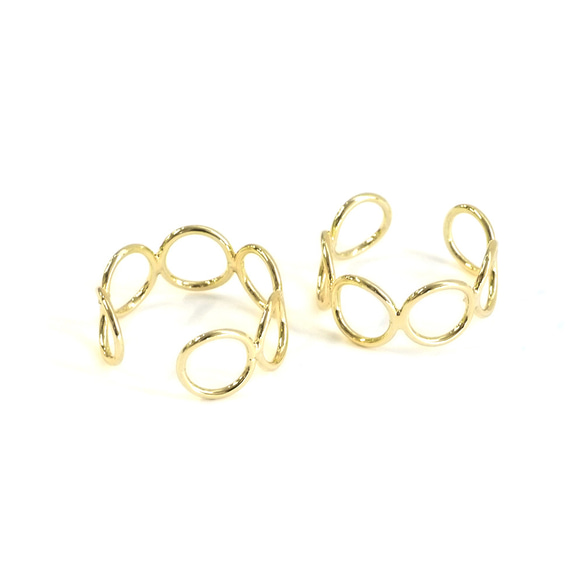 ejr93 [1 件] 精緻弧形圓形閃亮金色開口戒指 NF 第3張的照片