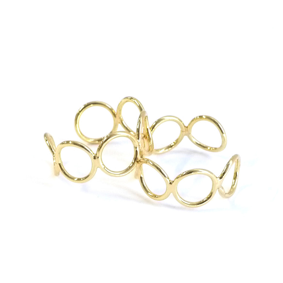 ejr93 [1 件] 精緻弧形圓形閃亮金色開口戒指 NF 第1張的照片