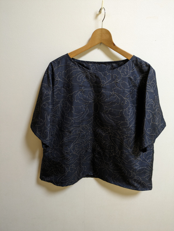 SOLD 着物リメイク ブラウス 大島紬 FREE SIZE ブラウス さら