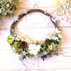 ミモザとかすみ草のハーフリース ～ドライフラワー～ リース ＊COCO