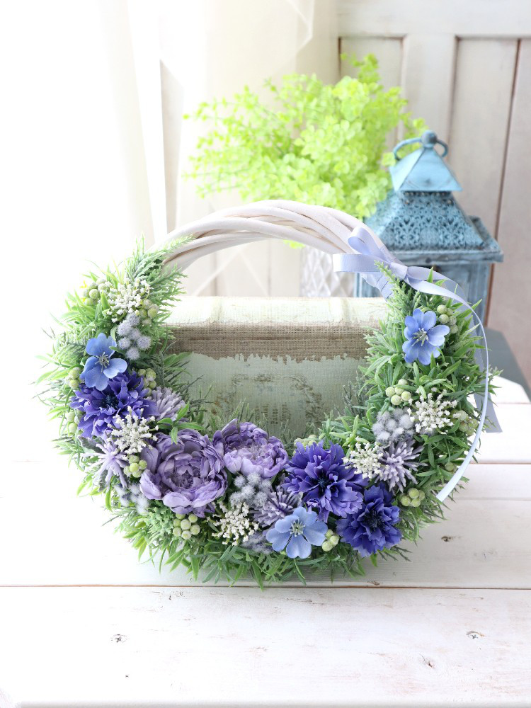 雫型/卒業式/紫陽花の雪溶けリース/ゴアナグロ/ドライフラワー