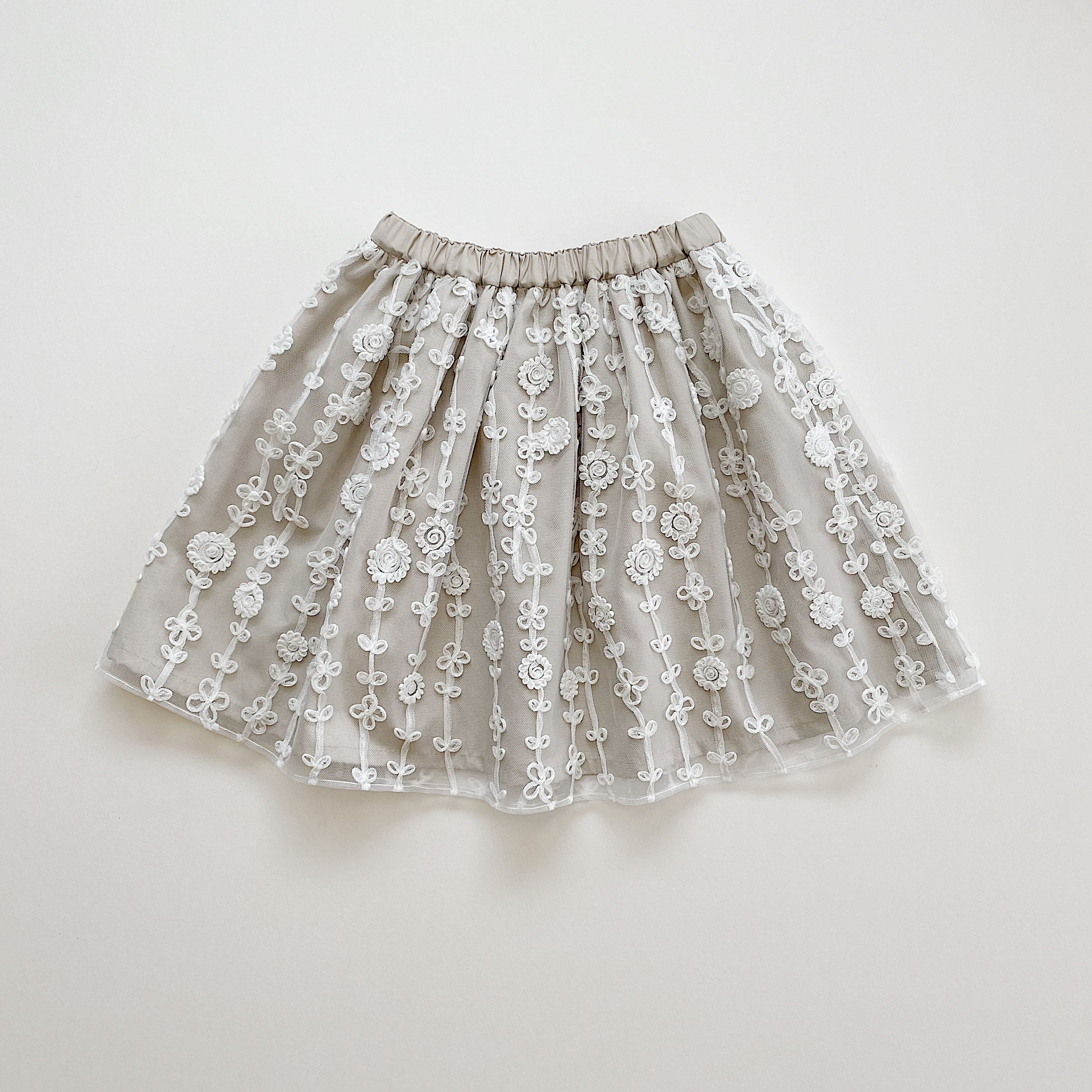フラワーチュールスカート / 裏地ミント or グレージュ / 80cm,90cm,100cm