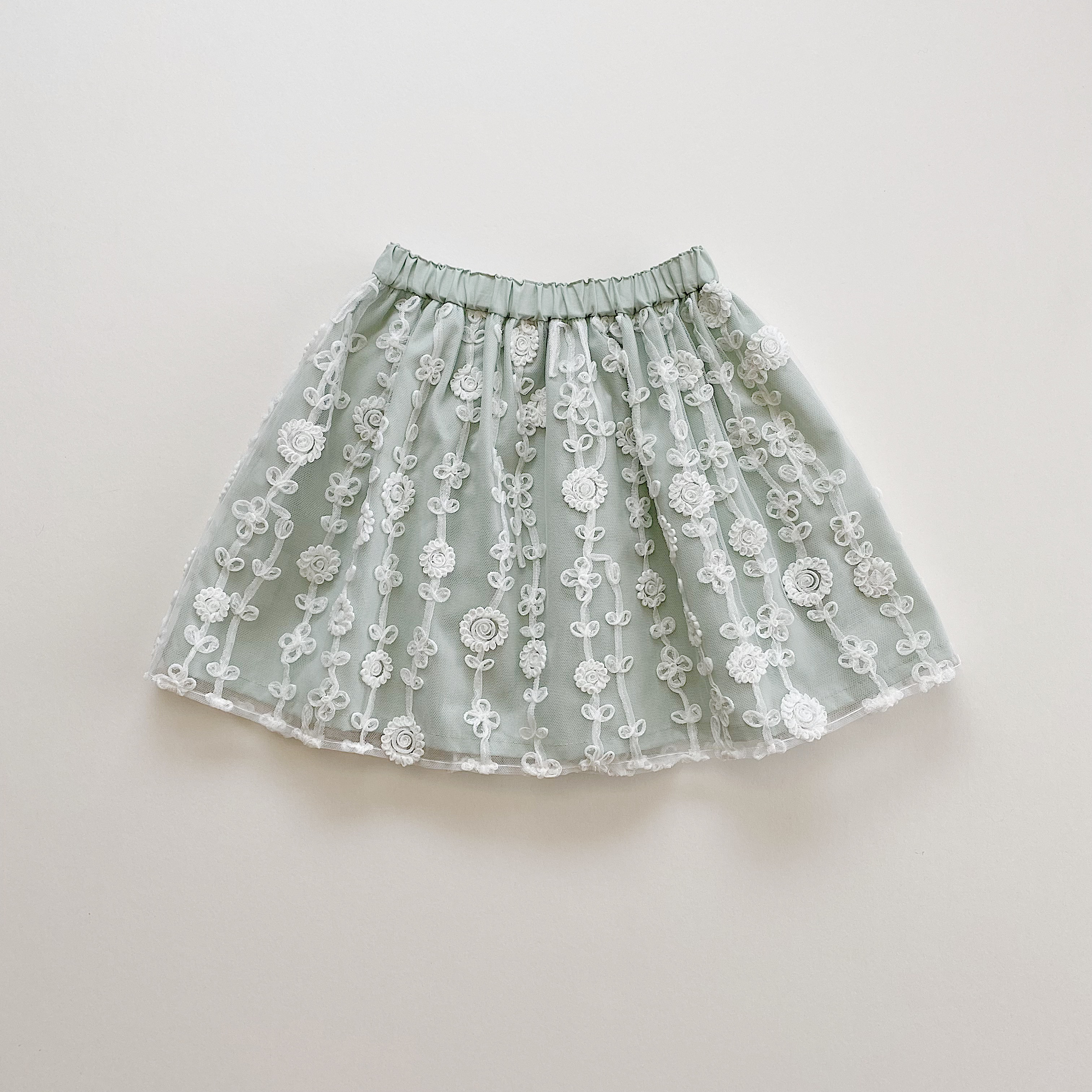 フラワーチュールスカート / 裏地ミント or グレージュ / 80cm,90cm,100cm