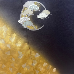 送料無料 着物 リメイク 花 豪華 ゴールド 正絹 シルク ロングドレス ハンドメイド 3枚目の画像