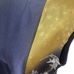 送料無料 着物 リメイク 花 豪華 ゴールド 正絹 シルク ロングドレス ハンドメイド 2枚目の画像
