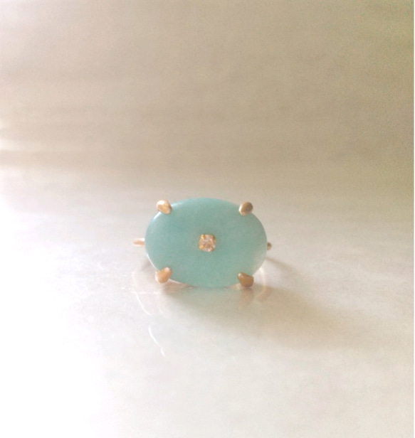 【silver925】18KGP amazonite  ring 2枚目の画像