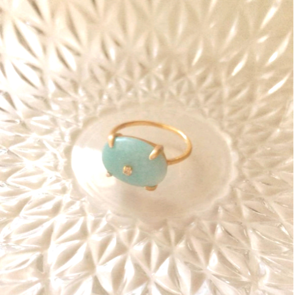 【silver925】18KGP amazonite  ring 1枚目の画像