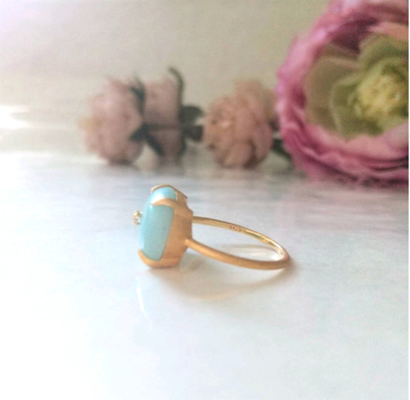 【silver925】18KGP amazonite  ring 4枚目の画像