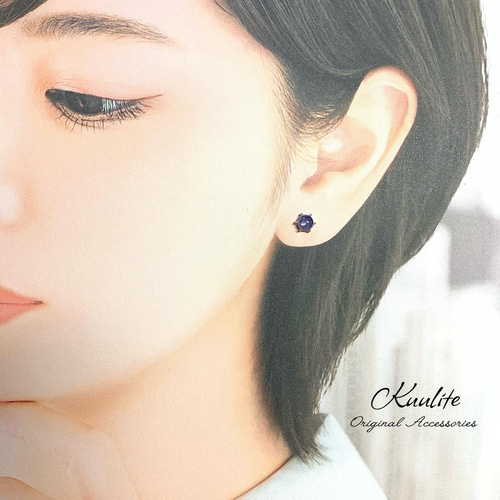 サフィレット⭐︎スタッドピアス Silver925〉タンザナイト ベルキャッチ 6本爪 スタッドピアス