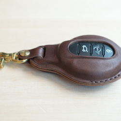 【新款】MINI智慧鑰匙套【免費刻名/可選皮革和縫線】手工縫製真皮智慧鑰匙包迷你 第2張的照片