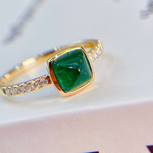 天然ダイヤモンド付きエメラルドリングk18 指輪・リング パール大好き  