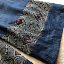 大島紬のパッチワークワイドパンツ　ウエストゴムの楽ちんパンツ　龍郷赤と青からお選び下さい　ご希望の股下丈で　着物リメイク 10枚目の画像
