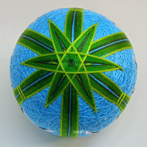 手毬猫の店 てまり「若竹と鶴」水色地8㎝ 手まり 手毬 手鞠 四季の