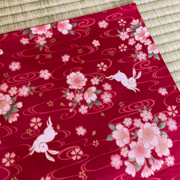 30×40ランチマット 和柄 うさぎ桜 3枚目の画像