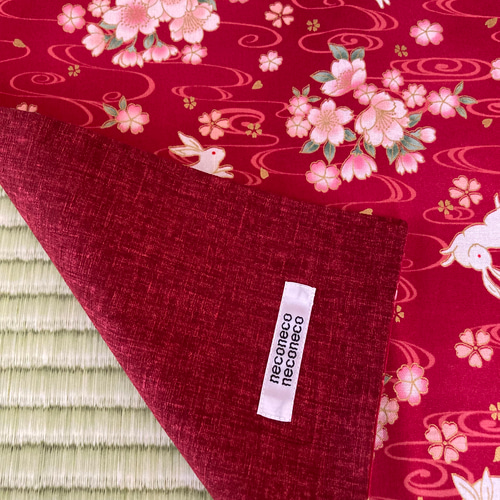 30×40ランチマット 和柄 うさぎ桜 ランチョンマット neconeconeconeco