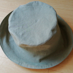 再販ハーフリネンの帽子カーキ♥58-64cmから選べます♥あご紐・サイズテープも付けられます 1枚目の画像