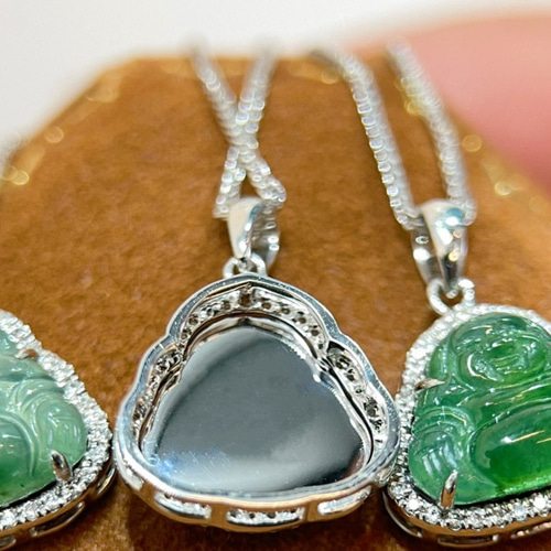 K18 翡翠カラーペンダントトップ