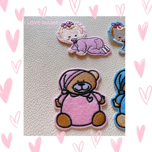 404.可愛い赤ちゃん＆熊の刺繡アイロンワッペン4枚セット