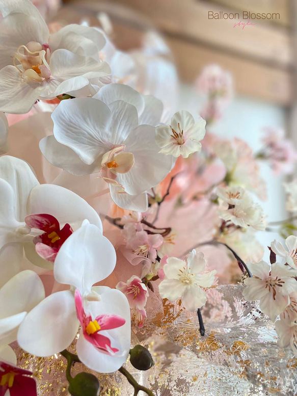 開店祝い＊開業祝いに最適！胡蝶蘭と桜の豪華でオシャレなお祝い花>＼造花商品／ 2枚目の画像