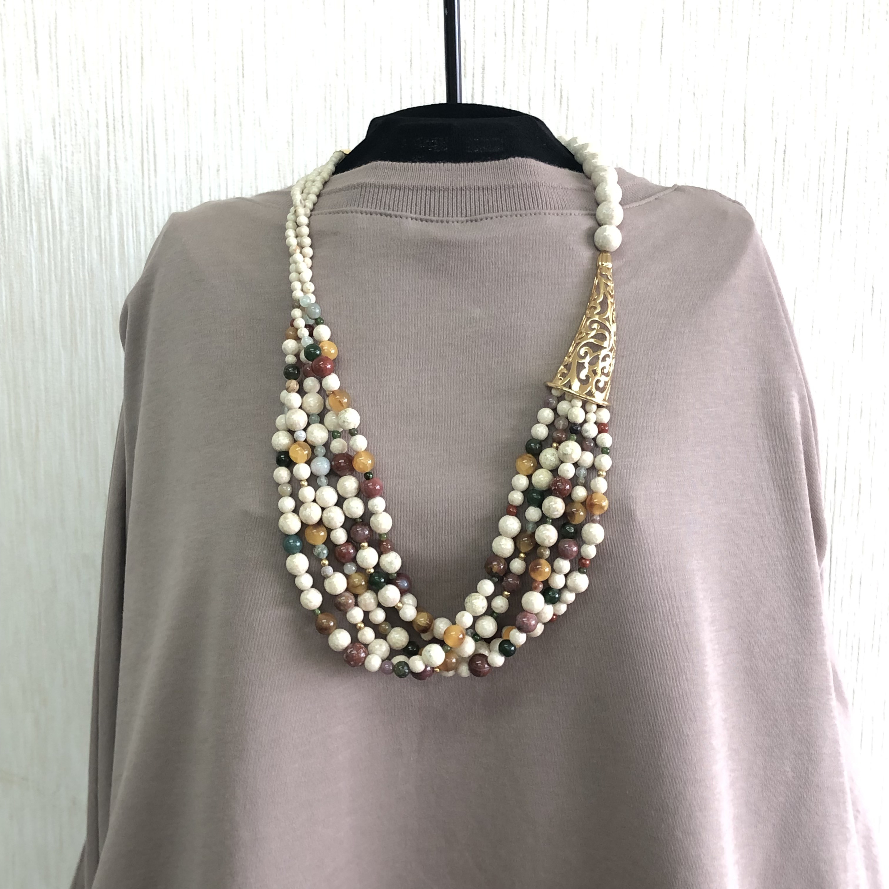 BIGﾈｯｸﾚｽ「天然石シャワーネック」No.5323