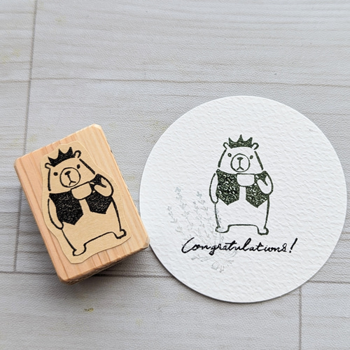 クマの王子様の珈琲はんこ】消しゴムはんこ はんこ・スタンプ tugumi