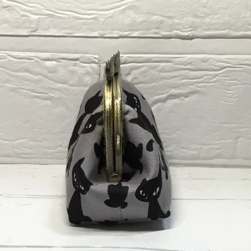 8.5㎝猫の口金・がま口財布・黒猫・グレー・小銭入れ・お薬入れ