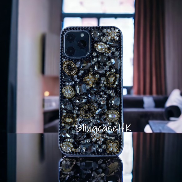 送料無料 キラキラ 結晶 ラインストーン iPhone 全機種対応 Samsung S24 ケース クリア スマホケース 2枚目の画像