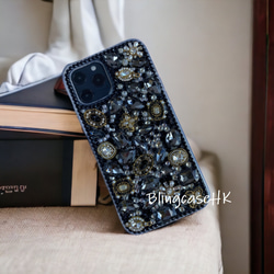 送料無料 キラキラ 結晶 ラインストーン iPhone 全機種対応 Samsung S24 ケース クリア スマホケース 4枚目の画像