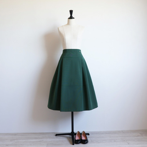 ウエストゴムでらくちん◎】ロング丈 ポケット付きタックフレア