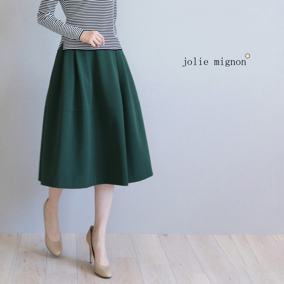 ウエストゴムでらくちん◎】ロング丈 ポケット付きタックフレア