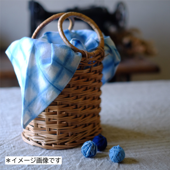 ＊あずま袋▶︎四角柄　＊藍染め 灰汁発酵建て 2枚目の画像