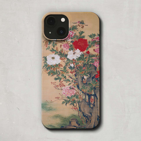 スマホケース / 伊藤 若冲「牡丹図」 iPhone 全機種対応 植物 日本画
