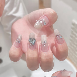 【 117 】ネイルチップ ハートネイル ガーリーネイル 春 夏 淡色 パステル 117 】ネイルチップ ハートネイル ガーリーネイル 春 夏 淡色