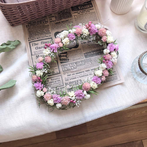 Natural＊くすみピンクオーバルリース♡ドライフラワーリース ドライ  