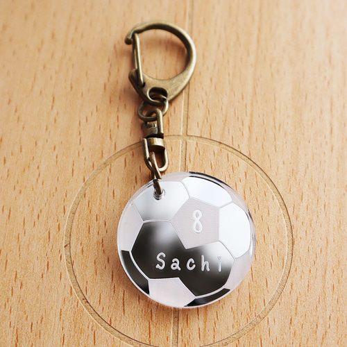 名入れ無料】サッカーボール ゴールド シルバー キーホルダー 金メダル 