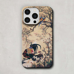 スマホケース / 伊藤 若冲「花卉双鶏図」 iPhone 全機種対応 動物 鳥 日本画 和 和柄 浮世絵 レトロ 個性的 2枚目の画像