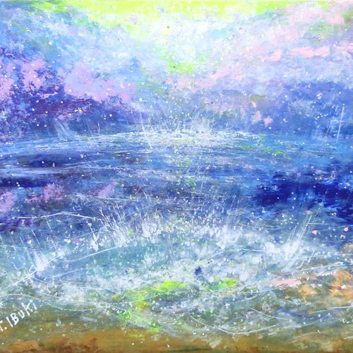 原画「空と海の循環」キャンバス地 パワーアート 絵画 息吹 友也