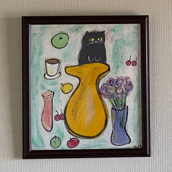 絵画。原画【旅行で休暇中、水泳に行く予定の猫ちゃん】 絵画。原画【旅行で休暇中、水泳に行く予定の猫ちゃん】