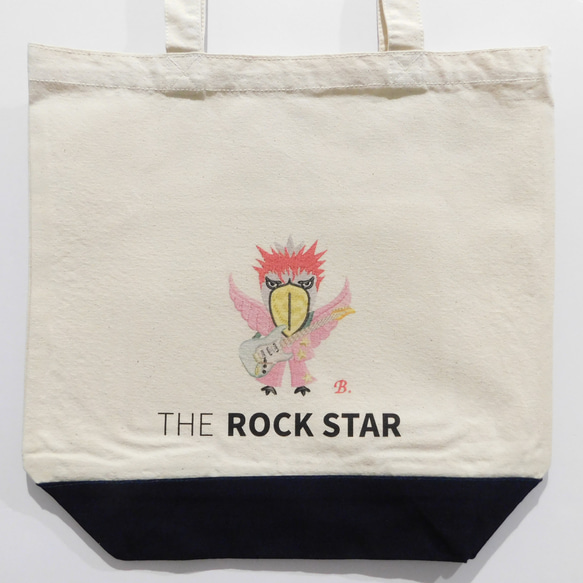 THE　ROCKSTAR　ハシビロコウの刺繍風プリントトートバッグ 2枚目の画像