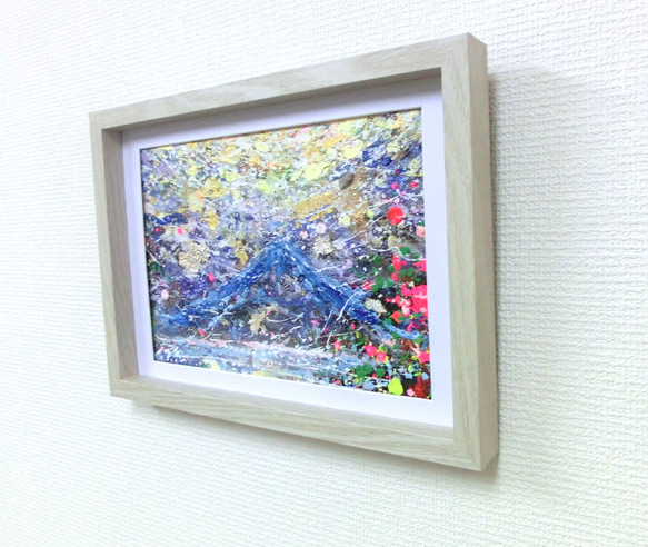 原画「空があんまりキレイだからもう少し生きて行こうと決めた」 パワーアート 富士山 ★木製額 3枚目の画像