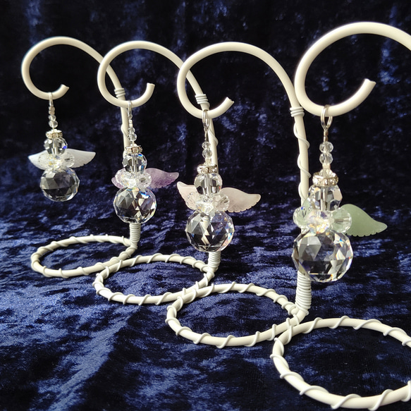 羽の色が選べる♪天使のサンキャッチャー 手のひらサイズのスタンド  