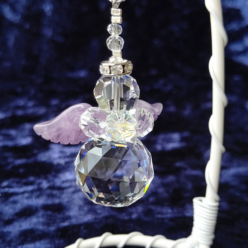 羽の色が選べる♪天使のサンキャッチャー 手のひらサイズのスタンド  